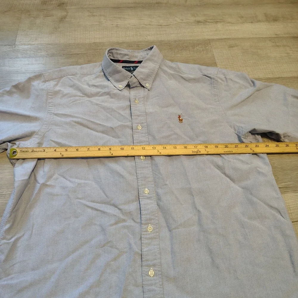 Polo Ralph Lauren XL Classic Fit Oxford Shirt Short Sleeve Blue Pony chambray